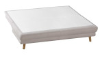 Schlafsofa Bonny in einem Bezugsstoff in Sand, mit gezeigter Liegefläche mit Topper
