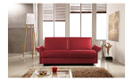 Komfort-Schlafsofa Mailand, in der Farbausführung Rot, in einem Raum stehend,mit der Armlehnfunktion