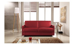 Komfort-Schlafsofa Mailand, in der Farbausführung Rot, in einem Raum stehend