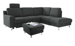 Komfort-Ecksofa LASCONDO Riva, in der Farbausführung Stone, mit einem Hocker