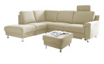 Komfort-Ecksofa LASCONDO Riva, in der Farbausführung Nature, mit einem Hocker