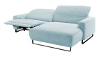 Komfort-Wohnlandschaft Lascondo Elwa, in der Farbausführung Light Blue, Schrägansicht mit der Relaxfunktion