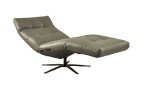 Komfort-Einzelliege LASCONDO Stina, in der Farbausführung Olive, Schrägansicht mit der Liegefunktion