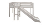 Halbhochbett Classic von Flexa in Kiefer massiv grau, mit Rutsche und Leiter, Ansicht von der Seite
