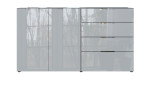 Sideboard Owingen in Silbergrau/Graphit, mit Glasauflagen, Ansicht von vorne