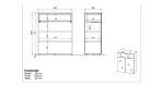 Kommode Owingen in Kaschmir/Glas mit 1 Schublade und 2 Türen, Ansicht Maße mit Skizze