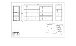 Sideboard Owingen in Kaschmir/Glas mit 4 Schublade und 2 Türen, Ansicht Skizze mit Maßen