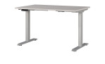 Höhenverstellbarer Schreibtisch Jet, Platte in Kaschmir, Metallgestell silberfarben, 120 x 80 cm