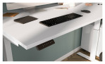 Höhenverstellbarer Schreibtisch Jet in weiß, 140 x 80 cm, Detailansicht Platte