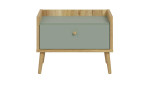 Nachtkonsole Winston in der Farbkombi. Mauvella oak / Salbeigrün, Frontansicht