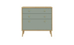 Kommode Winston in der Farbausführung Mauvella oak / Salbeigrün, mit 3 Schubkästen, Frontansicht