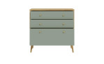 Kommode Winston in der Farbausführung Mauvella oak / Salbeigrün, mit 3 offenen Schubkästen, Frontansicht