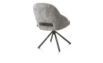 Armlehnstuhl Nikolas mit Bezug aus Chenille-Stoff in Grau und Stativgestell aus Metall Graphit, Rückansicht
