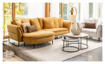 Sofa Almeria in Ocker mit Taschenfederkern und Designfuß, Ansicht im Milieu