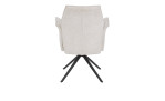 Stuhl Dora I mit Bezug in Weiß aus Webstoff in Teddyoptik, Vierfußgestell konisch aus grauem Metall, Rückansicht