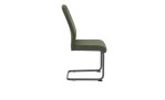 Schwingstuhl Base mitBezug aus grünem Webstoff und Gestell aus grauem Metall, Seitenansicht