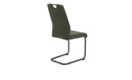Schwingstuhl Base mitBezug aus grünem Webstoff und Gestell aus grauem Metall, Rückansicht schräg