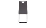 Schwingstuhl Celle aus einem grauen Kunstlederbezug und einem schwarzen Metallgetsell. Ansicht vom Rücken.