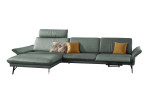 Komfort-Ecksofa 1928 in der Farbausführung grün mit Dekokissen