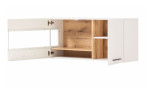 Hängevitrine San Remo in weiß und Eiche Evoke-Dekor mit 2 Türen, Ansicht mit offenen Türen 