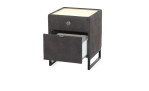 Nachttisch Lilly in Microfaser Dunkelgrau, Schubkasten offen