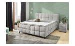 Boxspringbett Mayra in der Farbe hellgrau, in einem Raum stehend