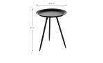 Beistelltisch Hardy 1 mit rundem Tablett, 38 cm Durchmesser, 47 cm hoch, drei schlanken Beinen