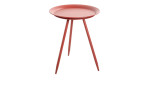 Roter Beistelltisch Hardy 1 mit rundem Tablett und drei schlanken Beinen