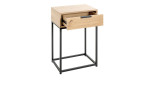 Konsole Marlena mit geöffneter Schublade, Holzoberfläche auf schwarzem Metallgestell
