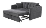 Funktionssofa Lars im Bezugstoff Grau mit ausgefahrener Schlaffunktion vorne