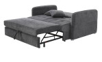 Funktionssofa Lars im Bezugstoff Grau mit ausgefahrener Schlaffunktion und Dekoration
