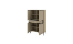 Komfort-Highboard set one Reno in der Farbe taupe matt, Schrägansicht mit geöffneten Türen und Schublade