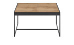 Couchtisch Livia mit Tischplatte in HWP Eiche furniert und geölt, sowie Gestell aus schwarzem Metall, Seitenansicht