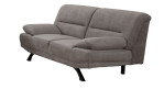 Sofa 2-Sitz Balte 2 in einem silbergrauen Stoff bezogen mit schwarzen Füßen.