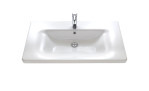 Komfort-Badezimmer-Set Bad 3400 im Dekor Weiß Seidenglanz / Weiß matt, Keramik-Waschtisch