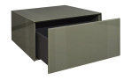 Couchtisch Couleur in der Farbe Olivgrün mit geöffneter Schublade
