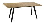 Ausziehtisch Biblis-System: Rechteckiger Holztisch mit kratzfester Melaminbeschichtung, schwarzes Metallgestell.