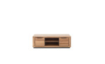 Lowboard Grazia: rechteckiger Couchtisch aus Holz, 52 cm hoch, mit zwei Schubladen und offenen Ablagen, vor weißem Hintergrund.
