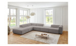 Komfort-Ecksofa plano|FORM Toronto, in der Farbausführung Grey, in einem Raum stehend, ohne Kissen