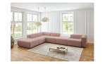 Komfort-Ecksofa plano|FORM Toronto, in der Farbausführung Rose, in einem Raum stehend, ohne Kissen