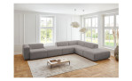 Komfort-Ecksofa plano|FORM Toronto, in der Farbausführung Grey, in einem Raum stehend, ohne Kissen