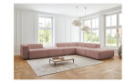 Basis-Ecksofa plano|FORM Toronto, in der Farbausführung Rose,  in einem Raum stehend, Frontansicht