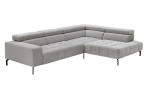 Komfort - Ecksofa plano|FORM Manila in der Farbausfürung Silber, Schrägansicht