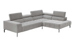 Komfort - Ecksofa plano|FORM Manila in der Farbausfürung Silber, mit den Kopfverstellungen