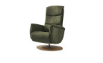 Komfort - Sessel, in der Farbausführung Grün mit einem Holzteller als Fuß