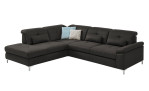 Komfort-Ecksofa plano|FORM Marbella, in der Farbausführung Anthrazit, Schrägansicht mit Kissen