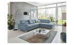 Komfort-Ecksofa plano|FORM Marbella, in der Farbausführung Ice, in einem Raum stehend mit der Sitztiefenverstellung