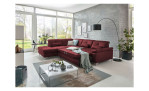 Komfort-Ecksofa plano|FORM Marbella, in der Farbausführung Wine, in einem Raum stehend mit der Schlaffunktion
