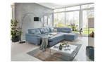Komfort-Ecksofa plano|FORM Marbella, in der Farbausführung Ice, in einem Raum stehend mit der Schlaffunktion