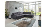 Komfort-Ecksofa plano|FORM Marbella, in der Farbausführung Grau, in einem Raum stehend ohne Kissen